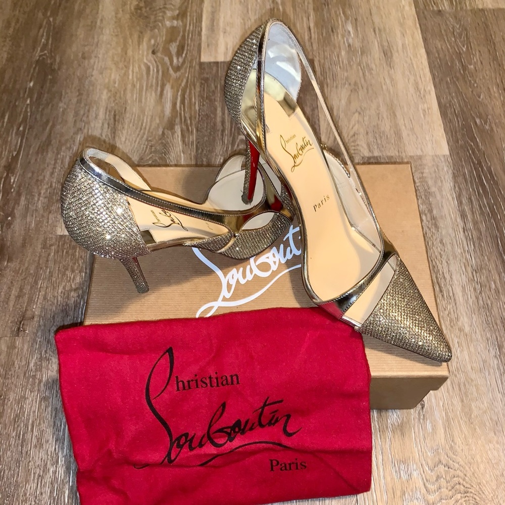 Christian Louboutin Edith Gold Glitter